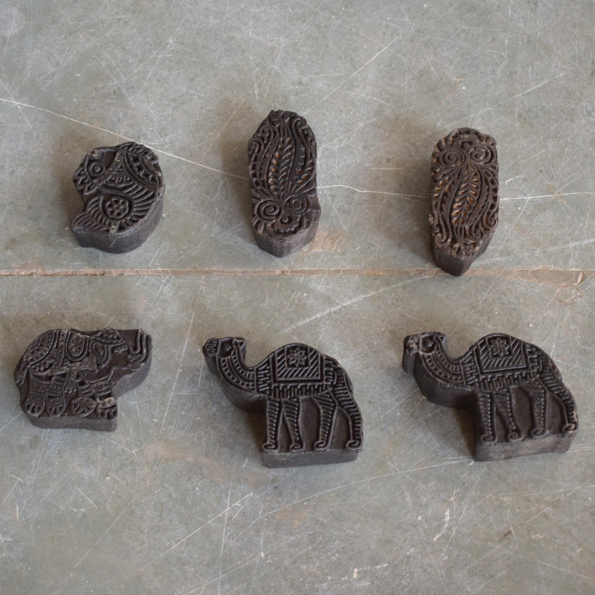Kleine Blockprints aus Indien, ca. 8x6x3cm