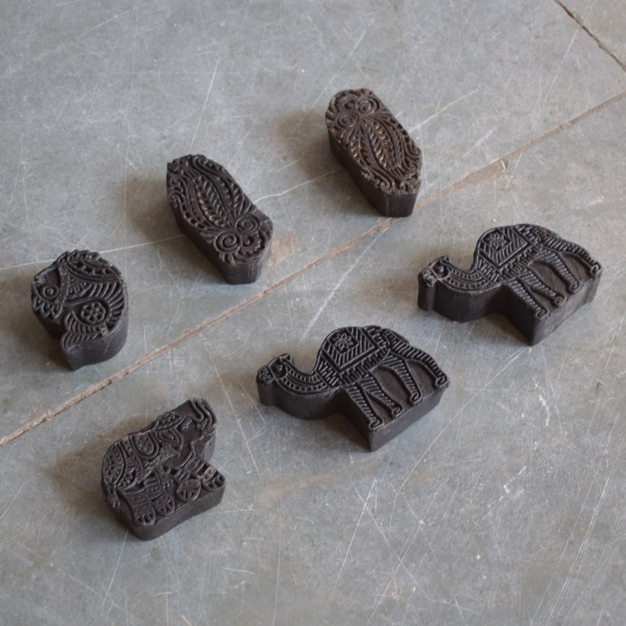 Kleine Blockprints aus Indien, ca. 8x6x3cm